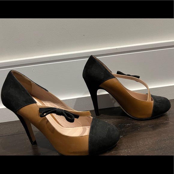 Cavalini Italy heels, black/brown leather and suede- size 6 - Picture 2 of 5